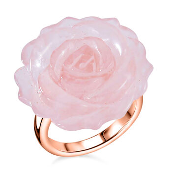 2er Set - Handgeschnitzter Rosenquarz Anh&auml;nger mit Kette und Ring (Gr&ouml;&szlig;e 16.00), ros&eacute;farben, ca. 30.00 ct