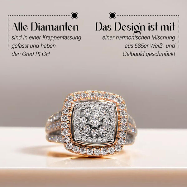 New York Kollektion- P1 GH Diamant Ring in 585 Weiß- und Gelbgold - 1,50 ct. image number 3