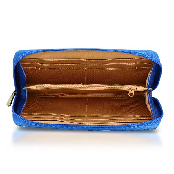 Handbemalte Leder Geldb&ouml;rse RFID, Blau, 22.8 x 2.5 x 12.7 cm image number 8