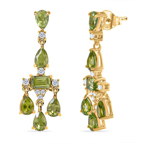 Natürlicher Peridot Ohrringe, 925 Silber vergoldet, ca. 6.20 ct image number 2