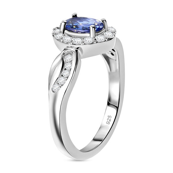 Tansanit und Zirkon Ring 925 Silber platiniert  ca. 1,04 ct image number 5
