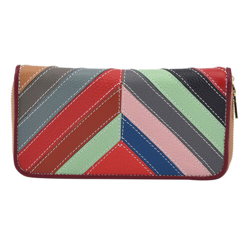 Chaos by Elsie: Patchwork Brieftasche aus 100% echtem Leder mit RFID Schutz, gestreift image number 0