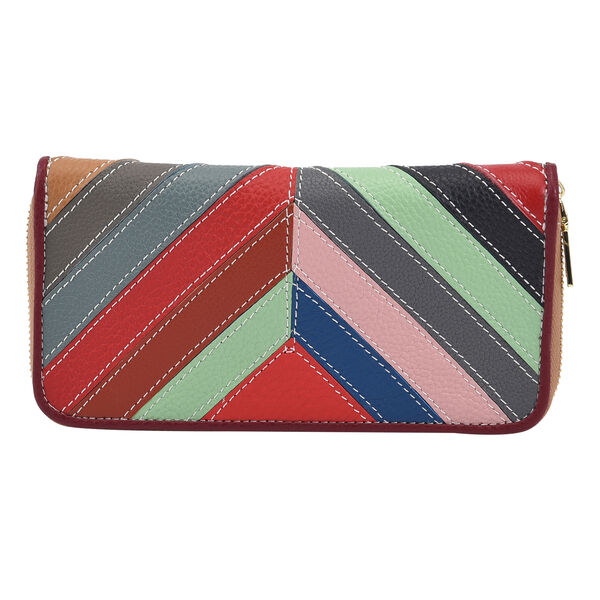 Chaos by Elsie: Patchwork Brieftasche aus 100% echtem Leder mit RFID Schutz, gestreift image number 0