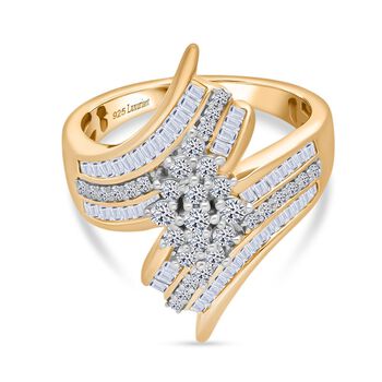 LUXURIANT SGL zertifizierter SI-GH Labor Diamant Ring, 925 Silber 750 Gelbgold Vermeil - 1 ct.