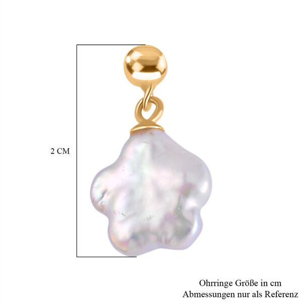 Wei&szlig;e Keshi-Stil Perle Ohrringe 925 Silber vergoldet image number 6