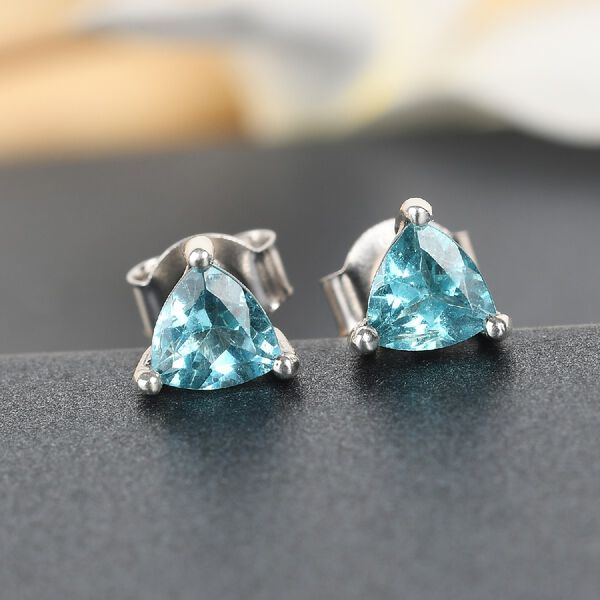 Blaue Apatit Ohrstecker 925 Silber platiniert ca. 0,89 ct image number 6