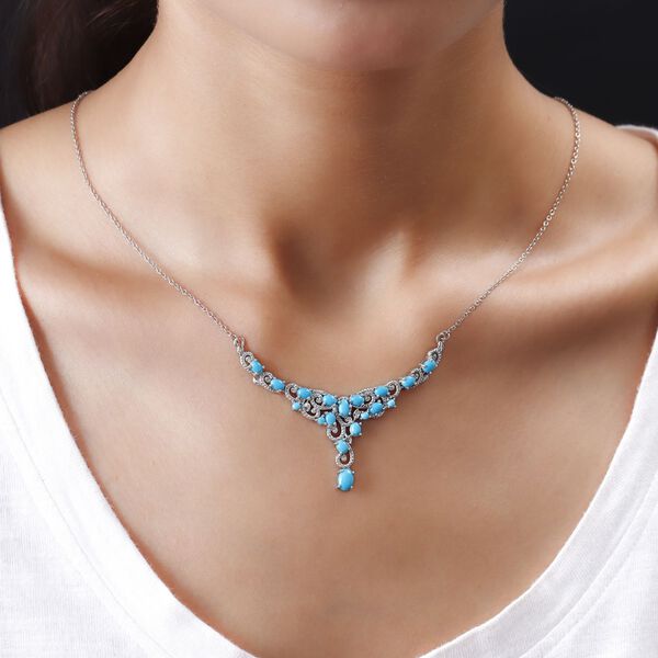 Amerikanische, nat&uuml;rliche Sleeping Beauty T&uuml;rkis-Halskette in Silber image number 2