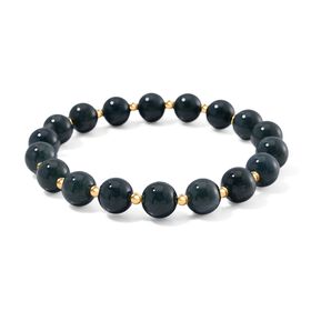 Natürlicher Olmek Jadeit Armband Flexibles 925 Silber vergoldet ca. 120,00 ct.