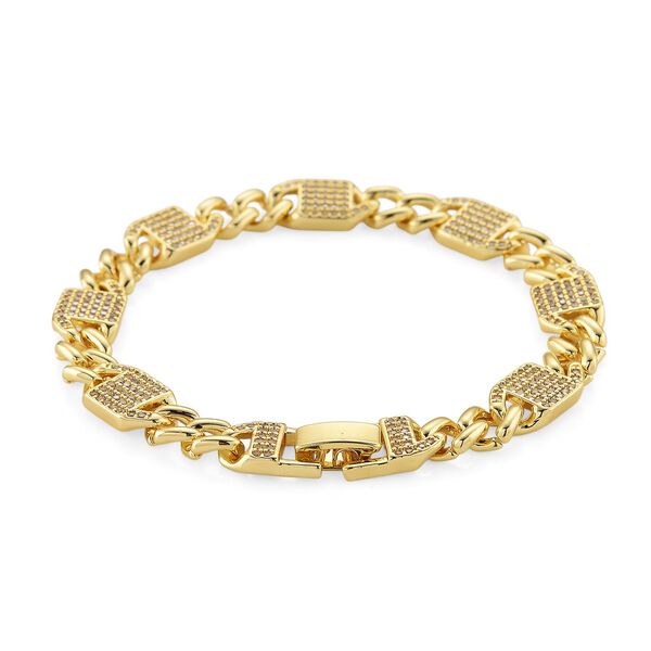 Wei&szlig;es Zirkonia Armband in Goldton, 19cm image number 4