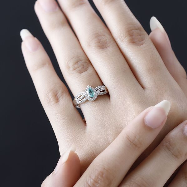 AAA Smaragd und Zirkon Ring - 0,60 ct. image number 3