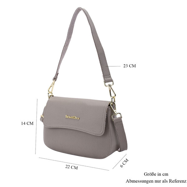SENCILLEZ - 100% echte Leder Umh&auml;ngetasche f&uuml;r Damen, Gr&ouml;&szlig;e 22x6x14 cm, Hellgrau image number 7