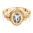 Blau Topas, Weißer Zirkon Ring Messing (Größe 18.00) ca. 1,60 ct