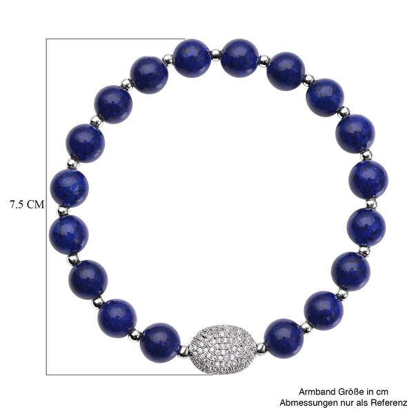 Lapislazuli und wei&szlig;es Zirkonia-Armband, ca. 18 cm, reines Messing ca. 65.00 ct image number 4