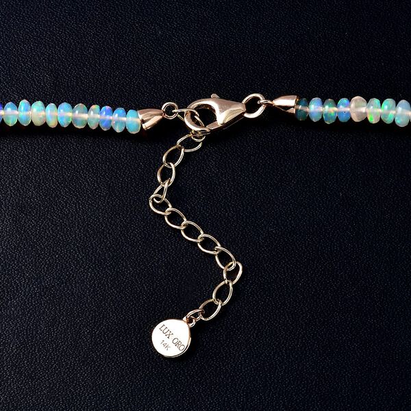 LUXORO zertifiziert und geprüft AAAA natürliche, äthiopische Welo Opal Halskette in 585 Gold, 45+5 cm - 40 ct. image number 3