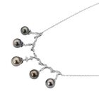 Tahiti-Perlen und Zirkon-Halskette, 45 cm, 925 Silber rhodiniert, 0,54 ct. image number 2