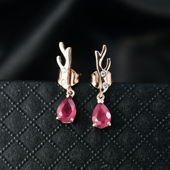 D'Joy afrikanische Rubin und Zirkon Ohrringe - 2,06 ct.