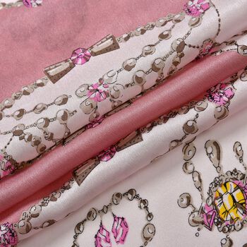 LA MAREY - Seidenschal aus 100% Maulbeerseide, rosa Kettenmuster