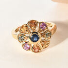 Floraler, mehrfarbiger Saphir-Ring, 925 Silber vergoldet, 1,03 ct. image number 1