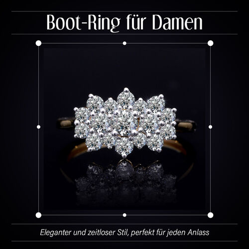 LUXURIANT DIAMOND- SGL zertifizierter VS-EF Labor Diamant Ring, 925 Silber 750 Gelbgold Vermeil - 1 ct. image number 2