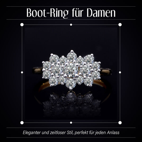 LUXURIANT SGL zertifizierter VS-EF Labor Diamant Ring, 925 Silber 750 Gelbgold Vermeil - 1 ct. image number 2