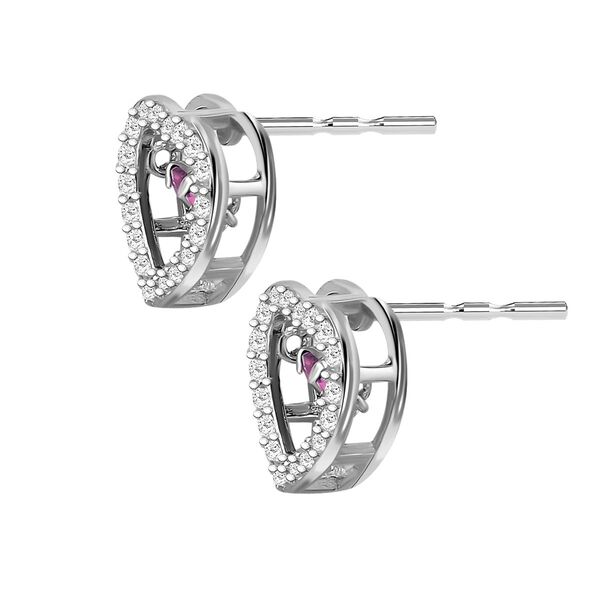 Rosa und wei&szlig;er Zirkonia-Ohrstecker - 1,50 ct. image number 4