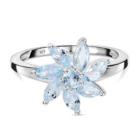 Himmelblauer Topas Ring 925 Silber (Größe 20.00) ca. 1,51 ct