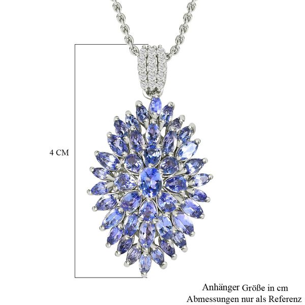 Tansanit und Zirkon Anh&auml;nger mit 50cm Kette - 5,55 ct. image number 6