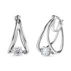 Solit&auml;r Doppel-Moissanit Creolen, 925 Silber platiniert, ca. 0.65 ct