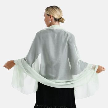 LA MAREY 2er-Set 110x180cm Seidenschal aus 100% Maulbeerseide mit Ohrringen, Hellgr&uuml;n & blau