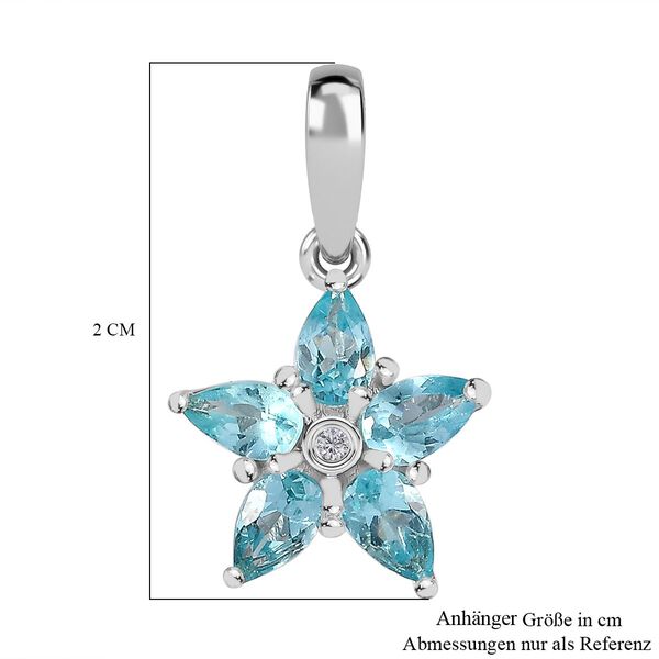 Paraiba-Apatit, Wei&szlig;er Zirkon Anh&auml;nger 925 Silber platiniert ca. 1.14 ct image number 6