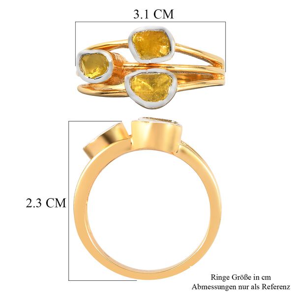 Handgearbeiteter Polki Gelber Diamant Ring  925 Silber 585 Vergoldet image number 6