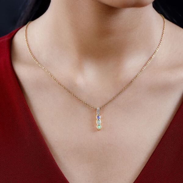 Nat&uuml;rlicher, &auml;thiopischer Welo Opal Anh&auml;nger, 925 Silber Gelbgold Vermeil, ca. 0.35 ct image number 3