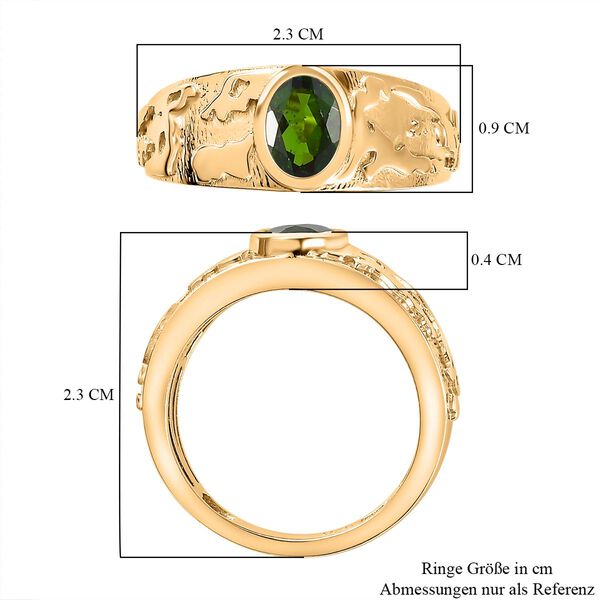 Natürlicher Chromdiopsid Ring, 925 Silber 750 Gelbgold Vermeil (Größe 18.00) ca. 0.79 ct image number 7