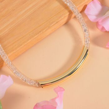 Wei&szlig;er Kristall Halskette ca. 48 cm Messing