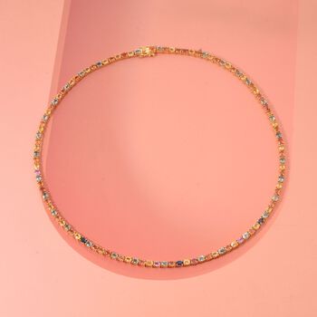 D'Joy AA Mehrfarbig Saphir Halskette ca. 45 cm 925 Silber 750 Gelbgold Vermeil ca. 26.44 ct