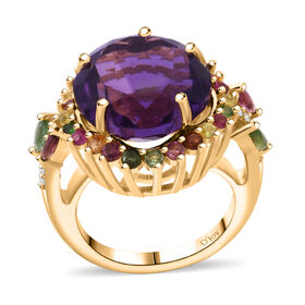 AA Afrikanischer Amethyst, Multi-Turmalin und Zirkon Ring - 10,91 ct.