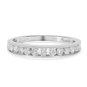Diamant Half Eternity-Ring, SGL zertifiziert I2-I3 G-H, 375 Wei&szlig;gold (Gr&ouml;&szlig;e 16.00) ca. 0,50 ct