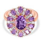 D'Joy AAA Rose De France Amethyst Ring 925 Silber 750 Ros&eacute;gold Vermeil (Gr&ouml;&szlig;e 18.00) ca. 5,55 ct
