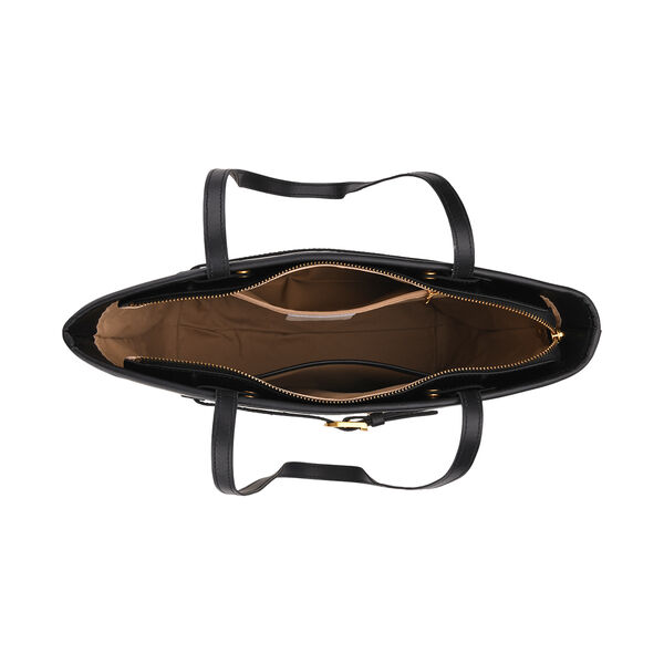 Tragetasche aus echtem Leder mit dekorativer Schnalle und zwei Griffen, 25&times;11&times;32 cm, Wei&szlig; image number 4