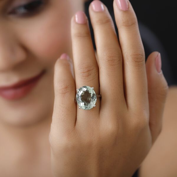 Prasiolith Ring, 925 Silber platiniert (Gr&ouml;&szlig;e 17.00) ca. 15,00 ct image number 3