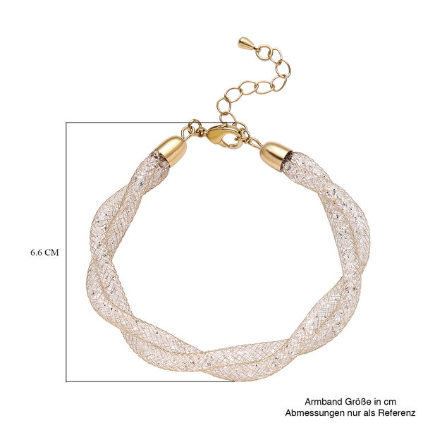 Wei&szlig;es Kristall-Armband, 18+5 cm, goldfarben image number 5