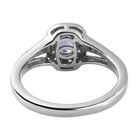 AAA Tansanit und Zirkon-Halo-Ring, 925 Silber platiniert, 0,78 ct. image number 5