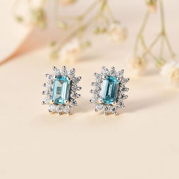 Paraiba-Apatit, Moissanit Ohrringe 925 Silber platiniert ca. 1.00 ct