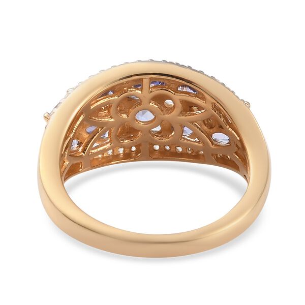 Tansanit und Zirkon Cluster Ring 925 Silber Gelbgold Vermeil image number 6