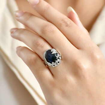 EVER TRUE AAA Labradorit, Mehrfarbig-Turmalin Ring Nickelfreies Messing (Gr&ouml;&szlig;e 17.00) ca. 9,22 ct