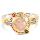 Natürlicher Äthiopischer Opal und Natürlicher Chromdiopsid Ring 925 Silber vergoldet  ca. 1,08 ct image number 0