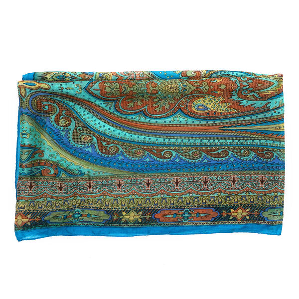 100% Natur Seide, Designer Schal, 50x160 cm, T&uuml;rkis image number 5