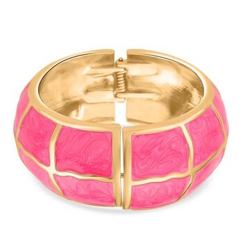 Emaille-Armreif mit Karomuster, ca. 18,5 cm, pink emailliert