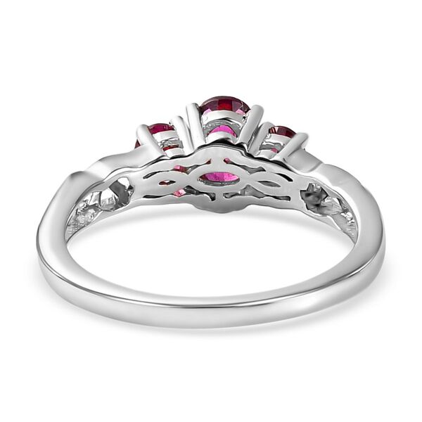 Rhodolith Granat-Trilogie-Ring, 925 Silber platiniert, 1,02 ct. image number 6