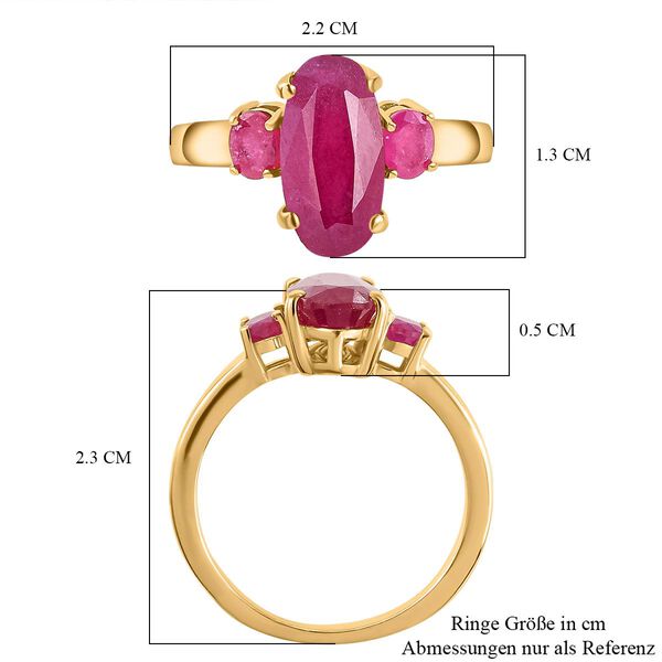 Afrikanischer Rubin (Fissure gefüllt)-Ring, 925 Silber vergoldet (Größe 21.00) ca. 3.81 ct image number 7